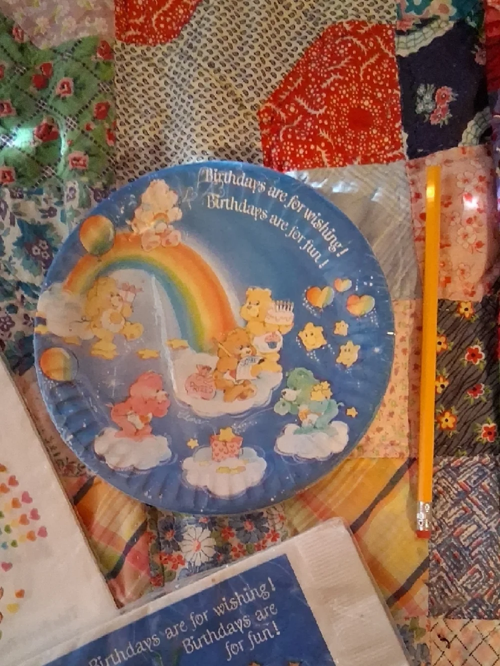 Vintage Care Bears Rainbow & Blue Party Tableware Set